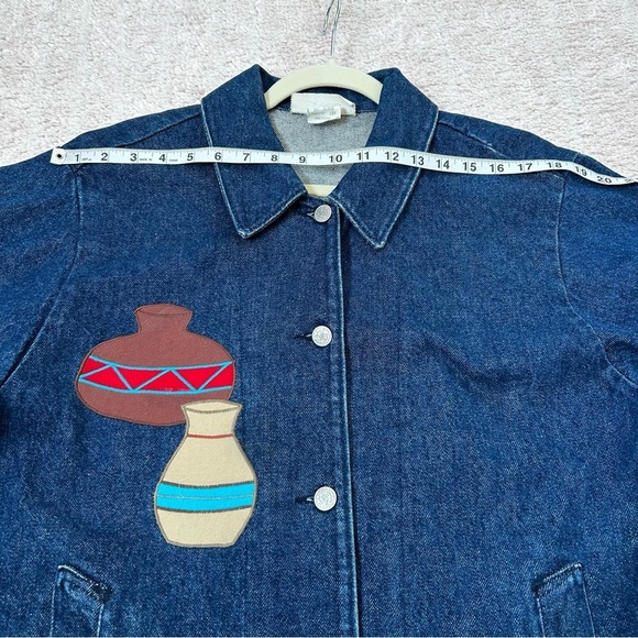 Vintage Lou Sehestedt Long Denim Southwest Mexico Jacket Size Medium Art to Wear - Picture 6 of 16
